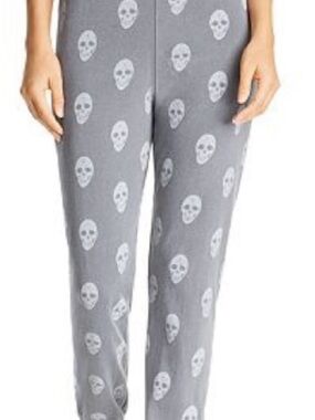 Monrow Gray Skull Print Jogger Pants Waffle